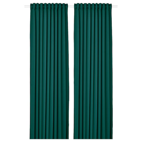 MAJGULL Blackout curtains, 1 pair - dark turquoise 145x300 cm