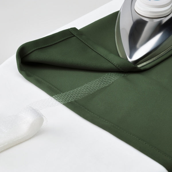 MAJGULL block-out curtains, 1 pair, dark green/with heading tape, 145x300 cm