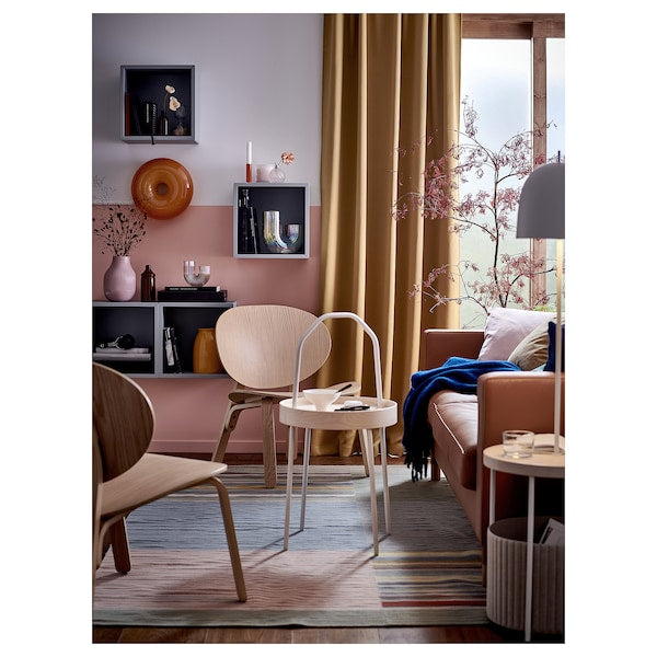 MAJGULL room darkening curtains, 1 pair, beige-yellow/with heading tape, 145x300 cm