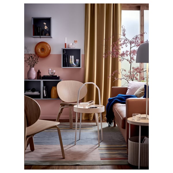 MAJGULL room darkening curtains, 1 pair, beige-yellow/with heading tape, 145x300 cm