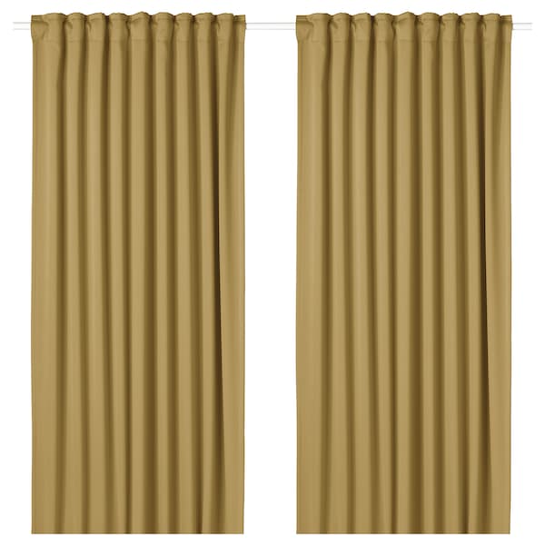 MAJGULL - Semi-sheer curtain, 2 sheets, beige-yellow,145x300 cm