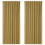 MAJGULL room darkening curtains, 1 pair, beige-yellow/with heading tape, 145x300 cm