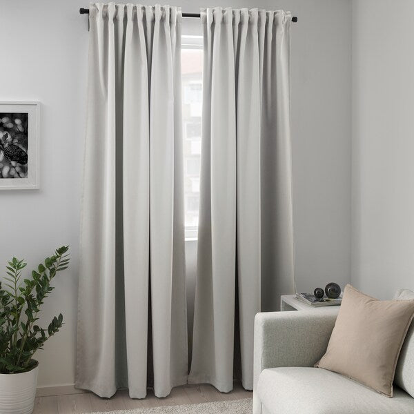 MAJGULL Semi-darkening curtains, 1 pair - light gray 145x300 cm , 145x300 cm