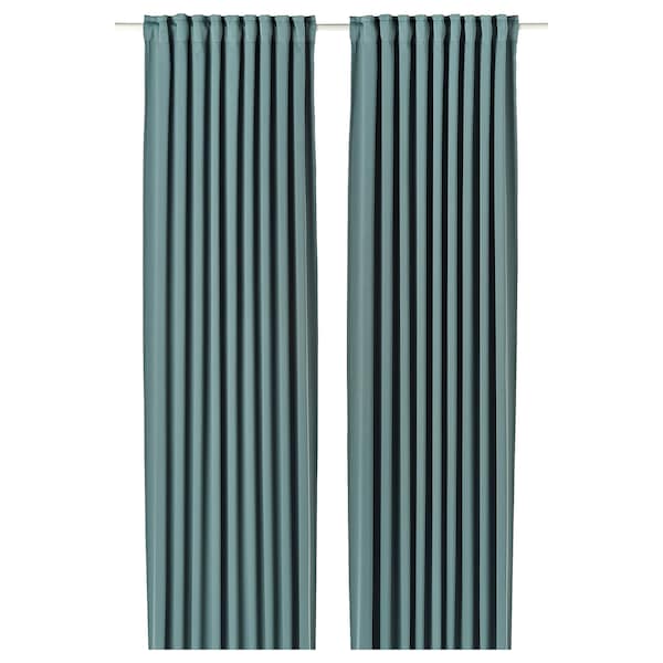 MAJGULL - semi-transparent curtain, 2 sheets, dark gray-turquoise,145x300 cm