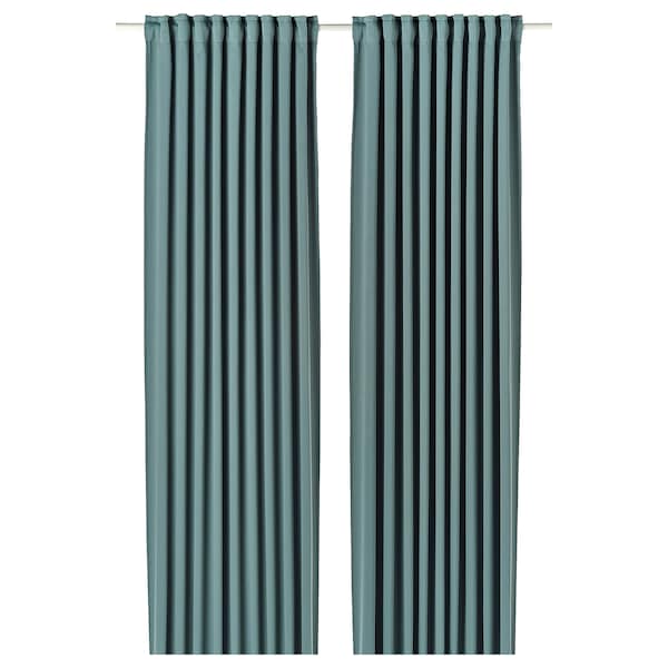 Ikea MAJGULL - semi-transparent curtain, 2 sheets, dark gray-turquoise,145x300 cm