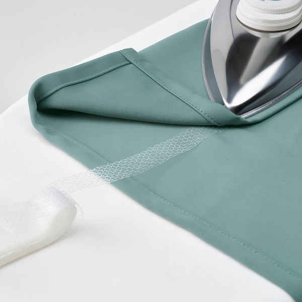 MAJGULL room darkening curtains, 1 pair, dark grey-turquoise/with heading tape, 145x300 cm