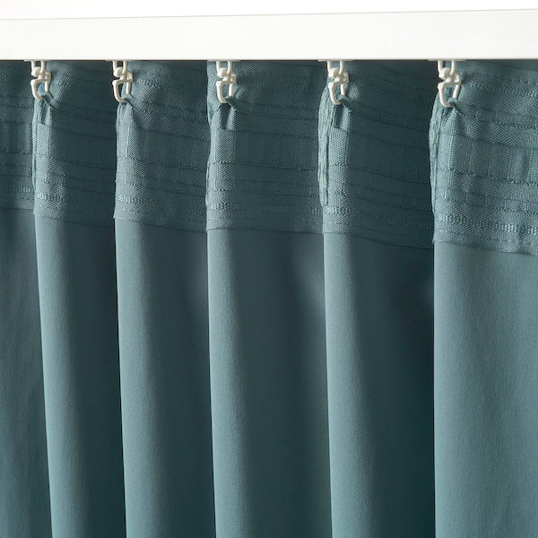 MAJGULL - semi-transparent curtain, 2 sheets, dark gray-turquoise,145x300 cm