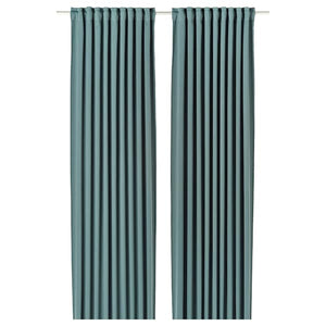 Ikea MAJGULL - semi-transparent curtain, 2 sheets, dark gray-turquoise,145x300 cm