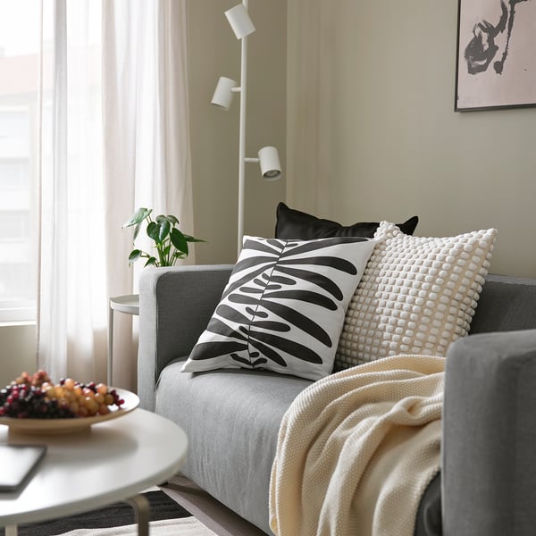 MAJSMOTT - MAJSMOTT Cushion cover, off-white/black, 50x50 cm