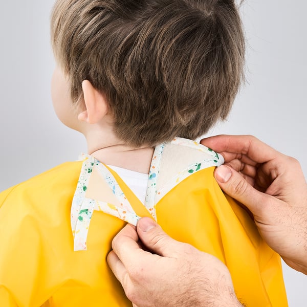 MÅLA apron with long sleeves, yellow, 61x42 cm