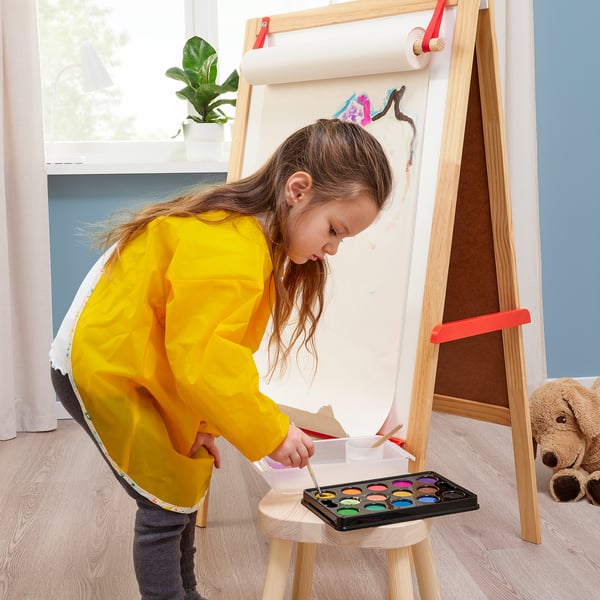 MÅLA apron with long sleeves, yellow, 61x42 cm
