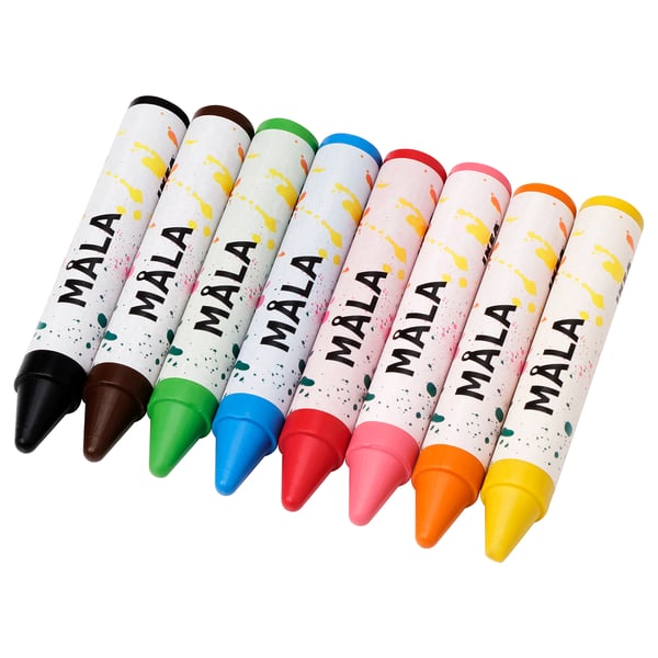 MÅLA wax crayon, mixed colours, 8 pack