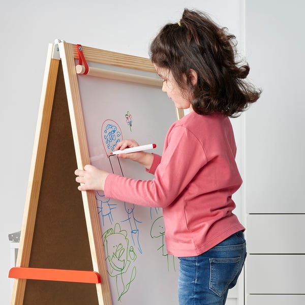 MÅLA whiteboard pen with holder/eraser, mixed colours, 4 pack