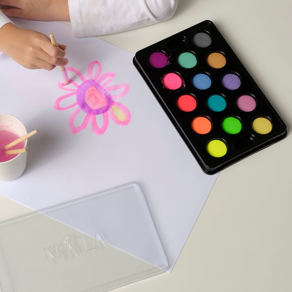MÅLA watercolour box with 14 colours, mixed colours