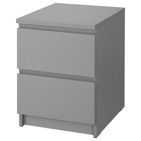 MALM chest of 2 drawers, grey stained, 40x55 cm