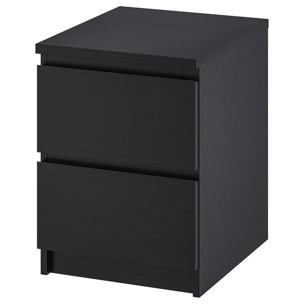MALM chest of 2 drawers, black-brown, 40x55 cm