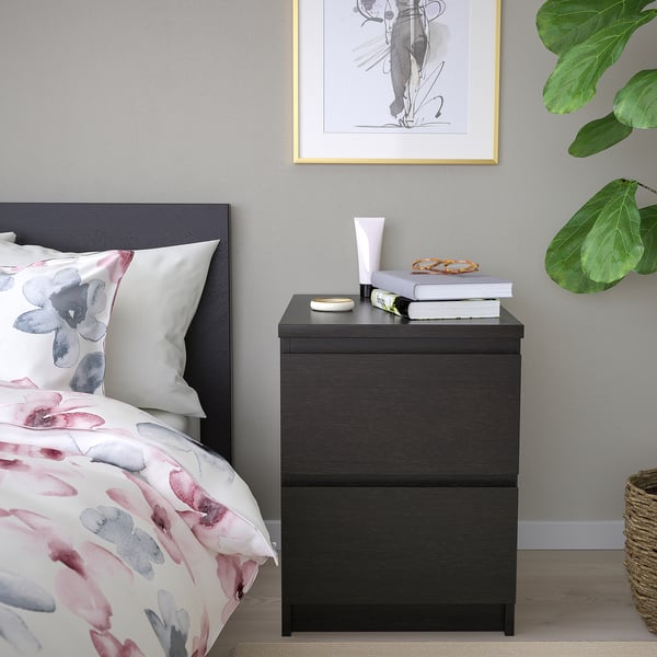 MALM chest of 2 drawers, black-brown, 40x55 cm