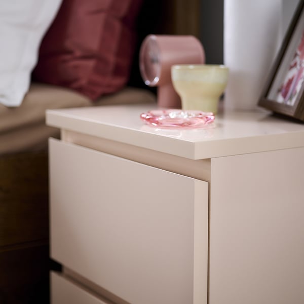 MALM chest of 2 drawers, light orange/high-gloss, 40x55 cm