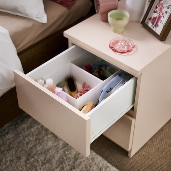 MALM chest of 2 drawers, light orange/high-gloss, 40x55 cm