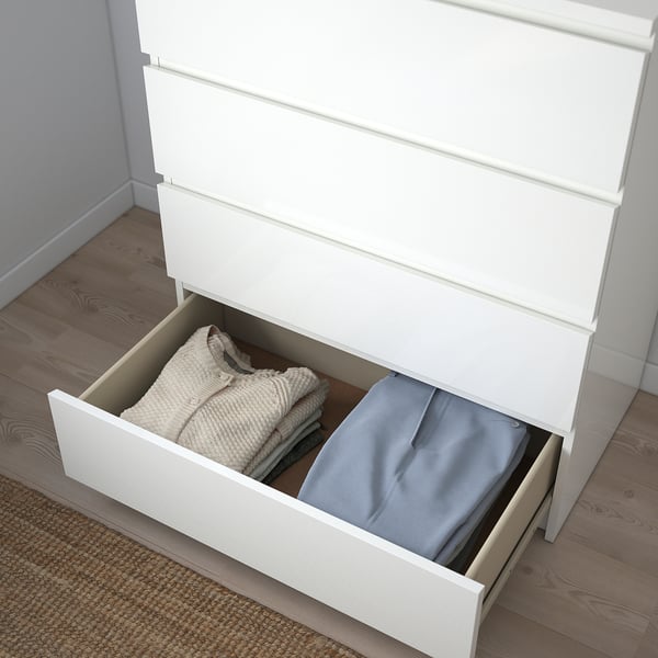 MALM chest of 4 drawers, high-gloss white, 80x100 cm
