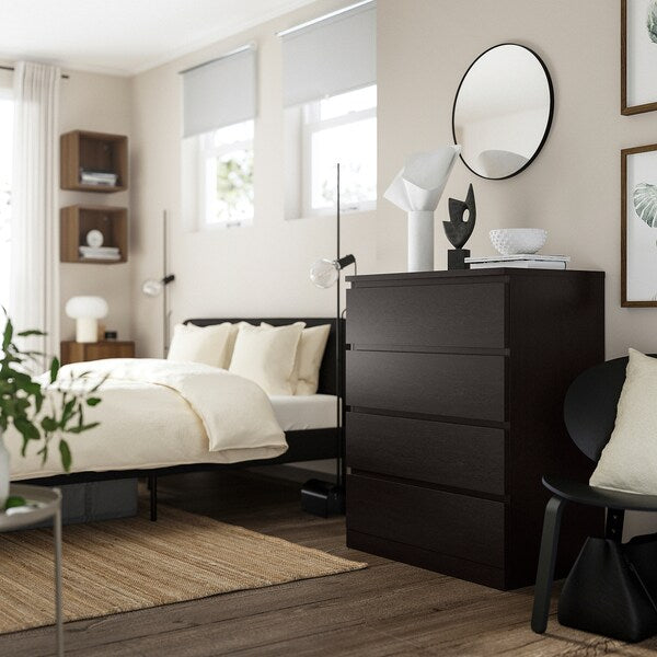 MALM chest of 4 drawers, black-brown, 80x100 cm