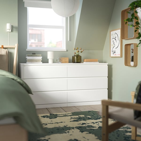 MALM chest of 6 drawers, white, 160x78 cm