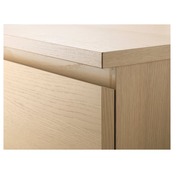 MALM chest of 6 drawers, white stained oak veneer/mirror glass, 40x123 cm