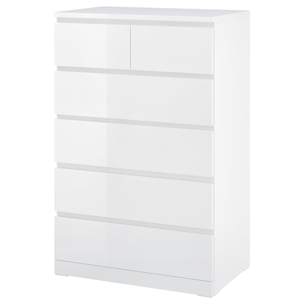 MALM chest of 6 drawers, high-gloss white, 80x123 cm