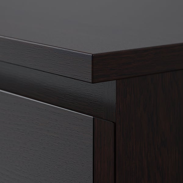 MALM chest of 6 drawers, black-brown/mirror glass, 40x123 cm