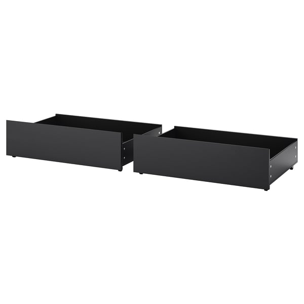 MALM bed storage box for high bed frame, black-brown, 200 cm, 2 pack