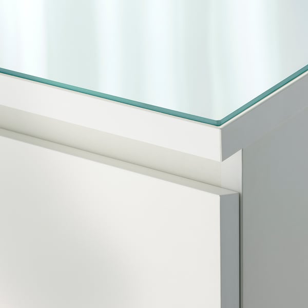 MALM glass top, white, 160x48 cm