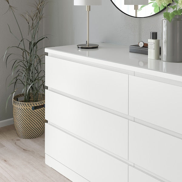 MALM - Glass top, white, 160x48 cm