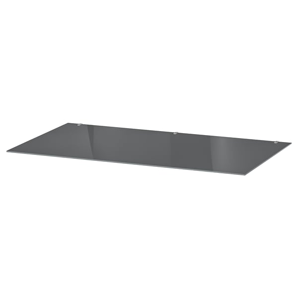 MALM glass top, transparent grey, 80x48 cm