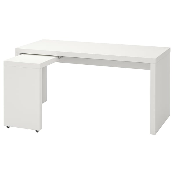MALM desk with pull-out panel, white, 151x65 cm