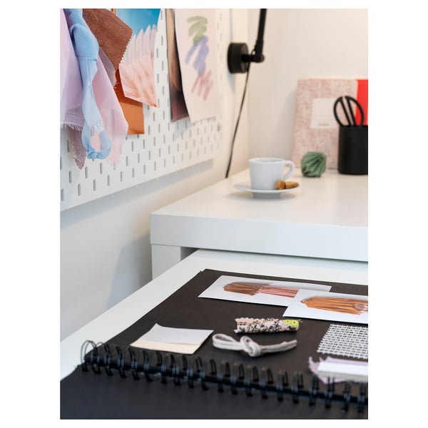 MALM desk with pull-out panel, white, 151x65 cm