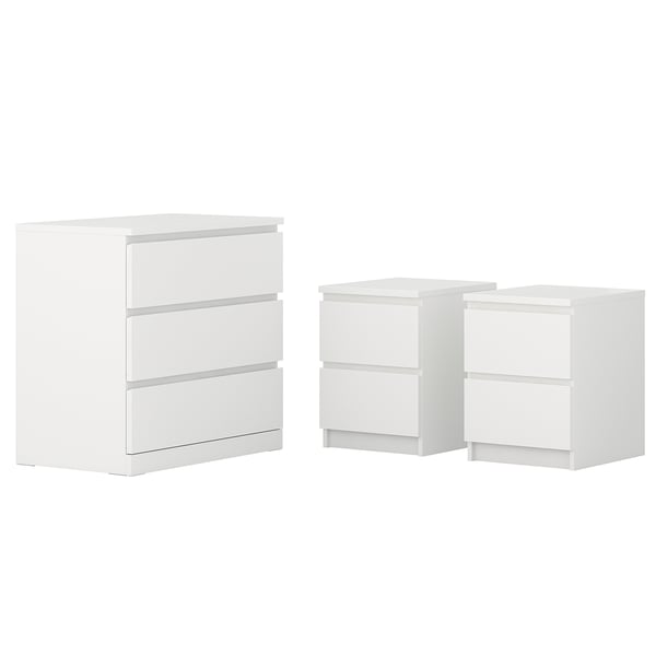 MALM bedroom furniture, set of 3, white