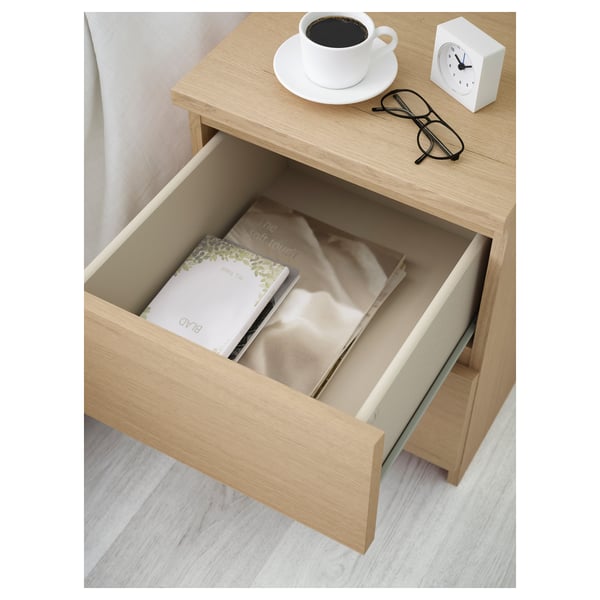 MALM bedroom furniture, set of 4, white stained oak veneer, 140x200 cm