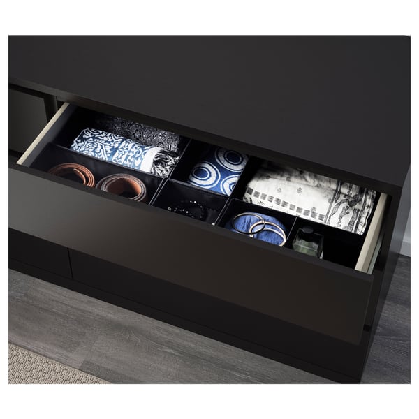 MALM - 4-piece bedroom set, brown-black,160x200 cm