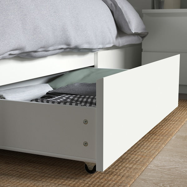 MALM Tall bed structure/2 containers - white/Leirsund 160x200 cm