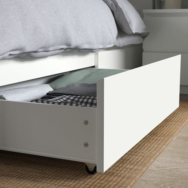 Ikea MALM Tall bed structure/2 containers - white/Leirsund 180x200 cm , 180x200 cm