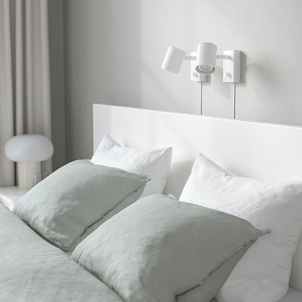 Ikea MALM High bed frame/2 storage units, white/Lindbåden, 140x200 cm