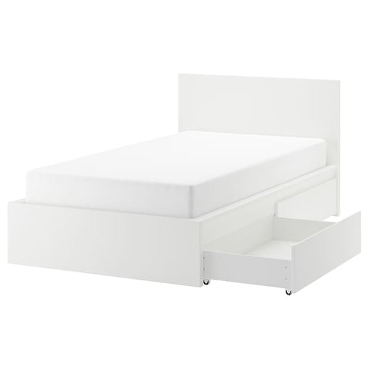 Ikea MALM - High bed frame/2 storage units, white,120x200 cm