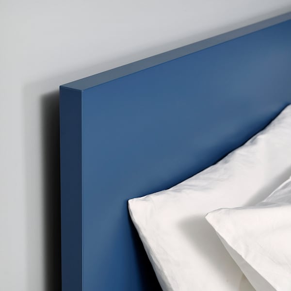 MALM - High bed frame/4 containers, blue/Lindbåden,140x200 cm