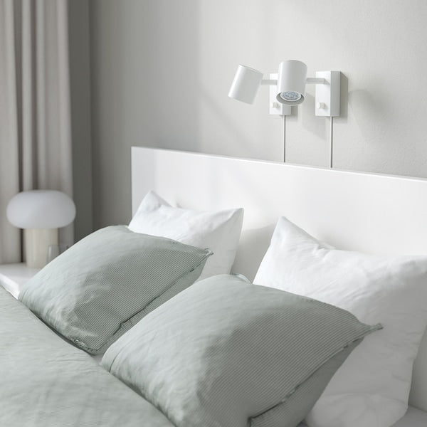 MALM bed frame, high, white/Luröy, 160x190 cm