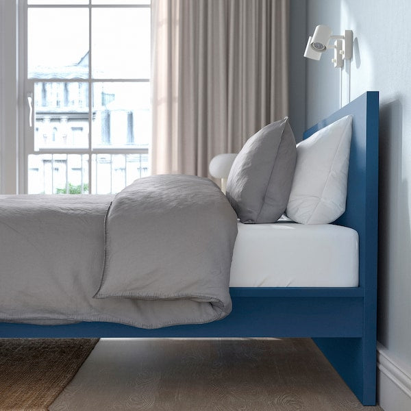 MALM - High bed frame, blue/Leirsund,160x200 cm