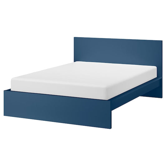 MALM - High bed frame, blue/Leirsund,160x200 cm