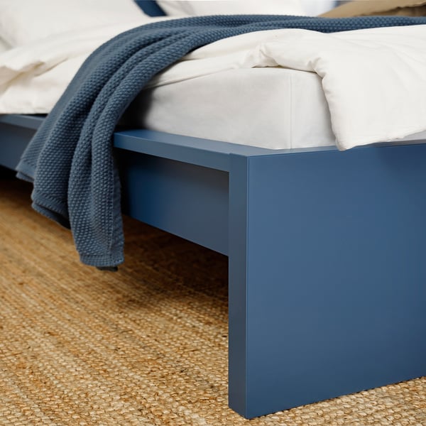 MALM - High bed frame, blue/Lindbåden,160x200 cm