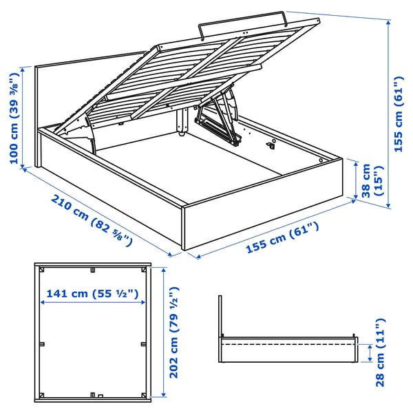 MALM Bed structure with container - white 140x200 cm , 140x200 cm