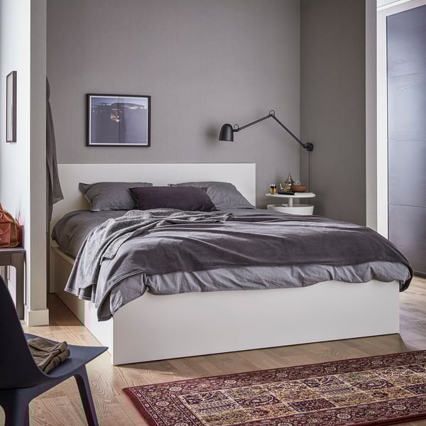 MALM Bed structure with container - white 180x200 cm ,