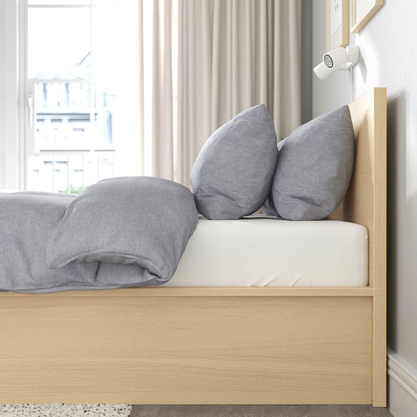 MALM Bed structure with container - veneered white mord oak 180x200 cm